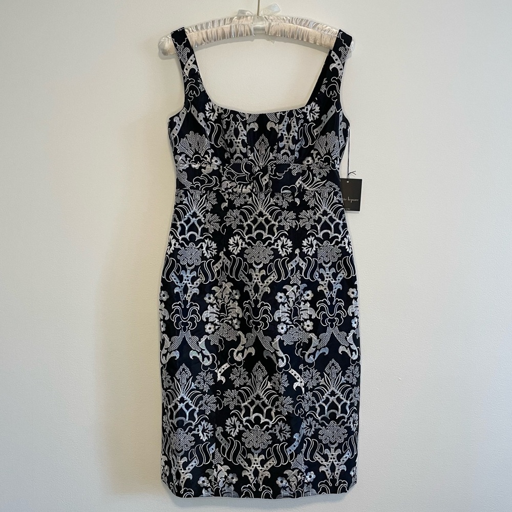 Nanette Lepore silver and black brocade dress